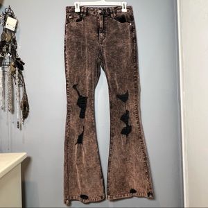 COURDUROY DISTRESSED FLARE PANTS